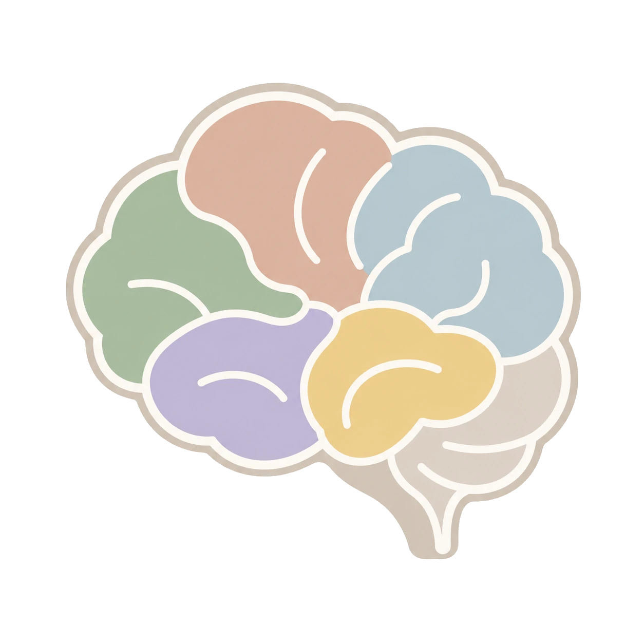 A softly colored brain illustration