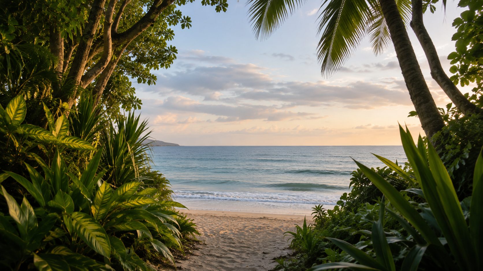 A calm cove with soft natural light
